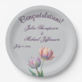 Romantische und poetische Pasta Tulips Wasserfarbe Pappteller (Vorderseite)