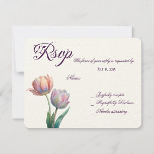 Romantische und poetische Pasta Tulips Wasserfarbe RSVP Karte