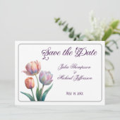 Romantische und poetische Pasta Tulips Wasserfarbe Save The Date (Stehend Vorderseite)
