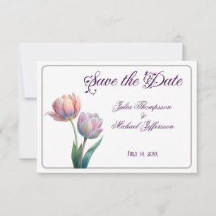 Romantische und poetische Pasta Tulips Wasserfarbe Save The Date