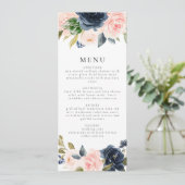Romantische und süße Navy Blush Floral Dinner Einladung (Stehend Vorderseite)