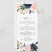 Romantische und süße Navy Blush Floral Dinner Einladung (Vorderseite)