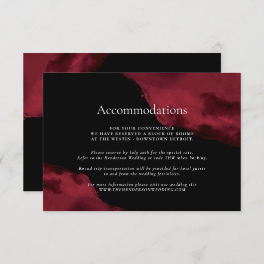 Romantische Unterkünfte mit rotem Wasser Begleitkarte (Vorne/Hinten)