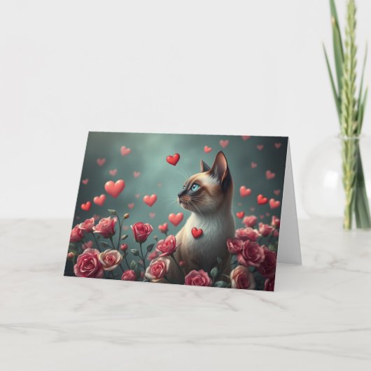 Romantische Valentine Cat Card Dankeskarte (Vorderseite)