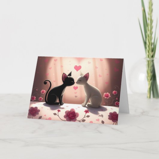Romantische Valentine Cat Card Dankeskarte (Vorderseite)
