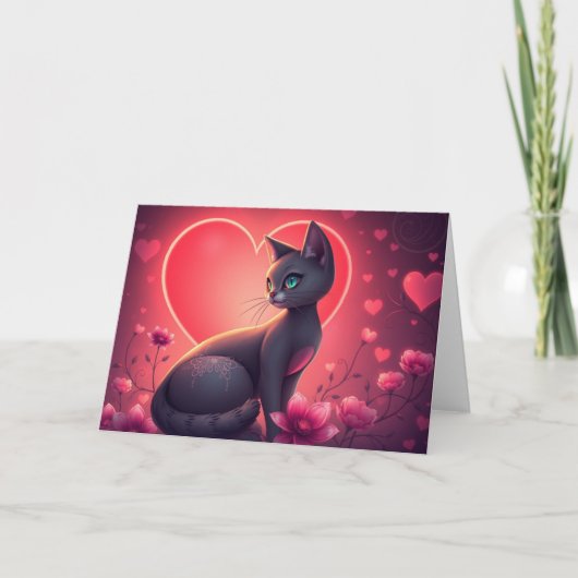 Romantische Valentine Cat Card Dankeskarte (Vorderseite)