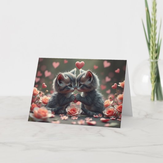 Romantische Valentine Cat Card Dankeskarte (Vorderseite)