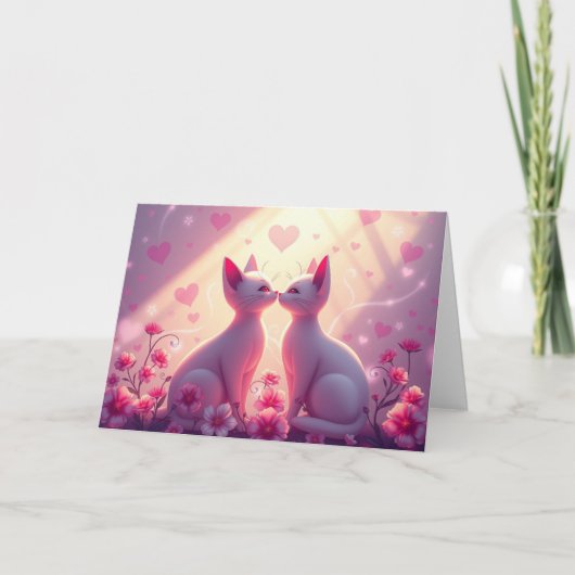Romantische Valentine Cat Card Dankeskarte (Vorderseite)