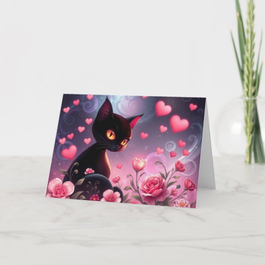 Romantische Valentine Cat Card Dankeskarte (Vorderseite)