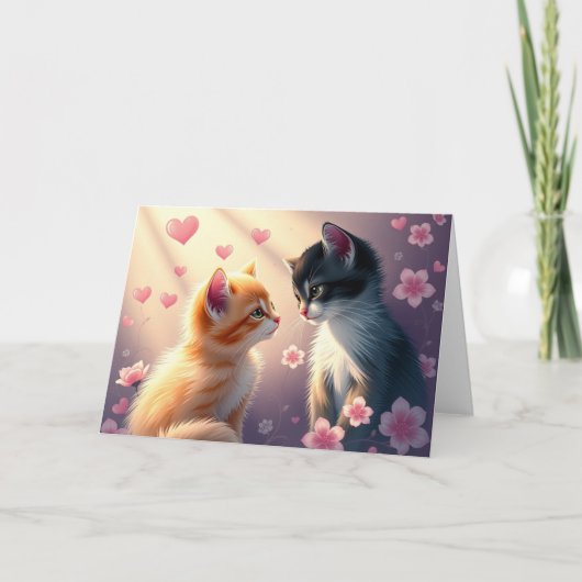Romantische Valentine Cat Card Dankeskarte (Vorderseite)