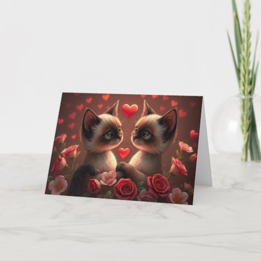 Romantische Valentine Cat Card Dankeskarte (Vorderseite)