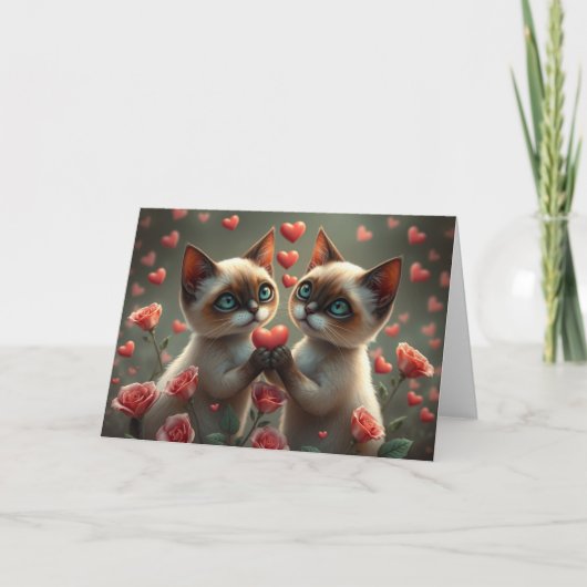 Romantische Valentine Cat Card Dankeskarte (Vorderseite)