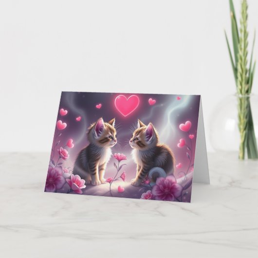 Romantische Valentine Cat Card Dankeskarte (Vorderseite)