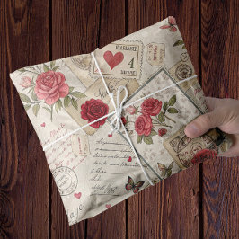 Romantische Valentine Dekoupage Rose Herz Buchstab Seidenpapier