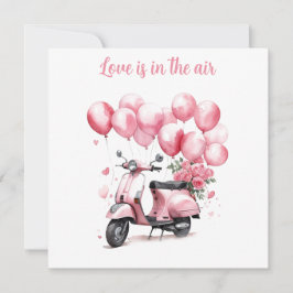 Romantische Valentine Pink Scooter Italien Feiertagskarte