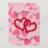 Romantische Valentinerkarte und Rose Einladung (Vorne/Hinten)