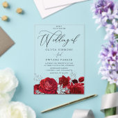 Romantische Valentines Rote Rose Arch Wedding Acryleinladungen (In Situ (Hochzeit))