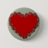 Romantische Valentinische Liebe Rotes Herz Button (Vorderseite)