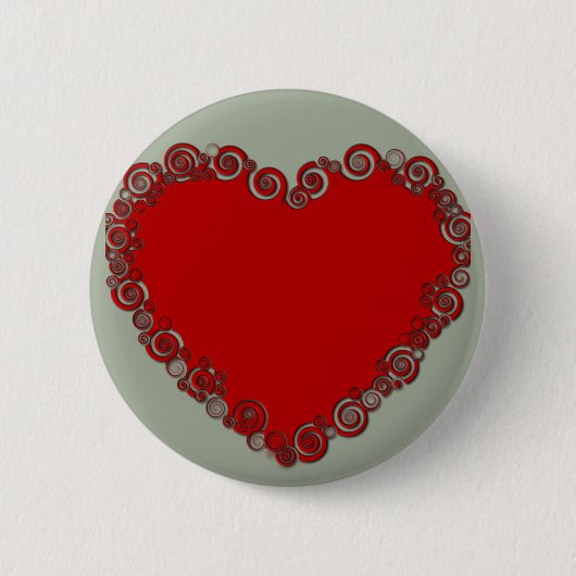 Romantische Valentinische Liebe Rotes Herz Button (Vorderseite)