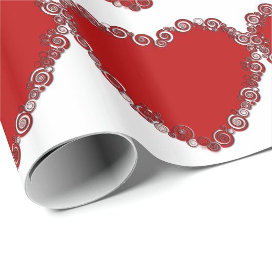 Romantische Valentinische Liebe Rotes Herz Geschenkpapier (Rolleneckpunkt)
