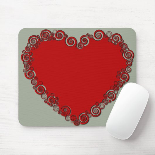 Romantische Valentinische Liebe Rotes Herz Mousepad (Mit Mouse)