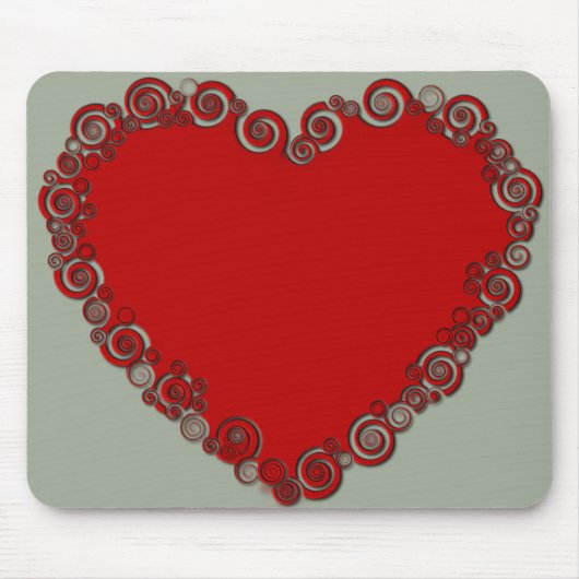 Romantische Valentinische Liebe Rotes Herz Mousepad (Vorne)