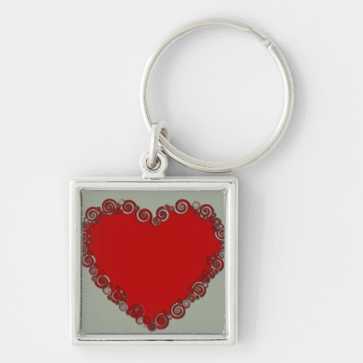 Romantische Valentinische Liebe Rotes Herz Schlüsselanhänger (Vorne)