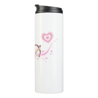 Romantische Valentins-Kunst mit rosa Herz-Glanz Thermosbecher