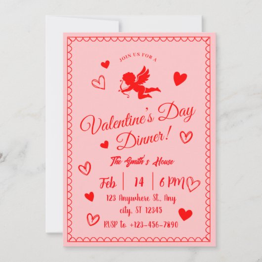 Romantische Valentinstag Abendessen Einladung (Vorderseite)