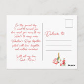 Romantische Valentinstag Champagner Rose & Herz Postkarte (Rückseite)