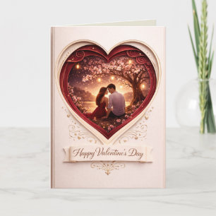 Romantische Valentinstag-Karte im gefalteten Forma Karte