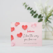 Romantische Valentinstag-Karte Rosa und Rotes Herz (Stehend Vorderseite)