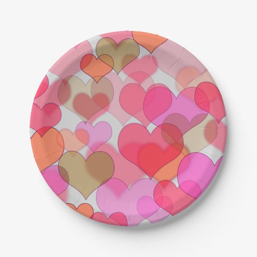 Romantische Valentinstag Liebe Pink Sweetheart Pappteller (Vorderseite)