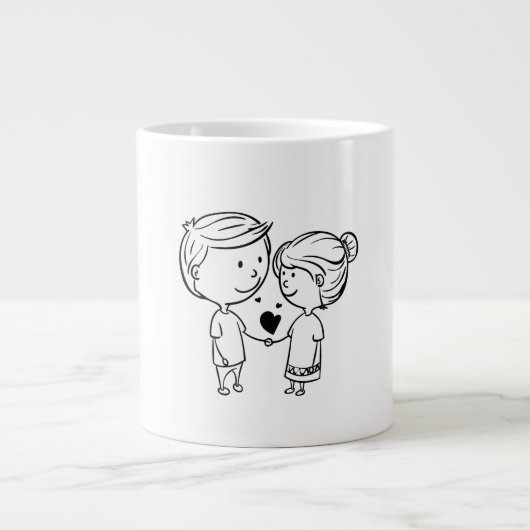 Romantische Valentinstag-Paare-Tasse Jumbo-Tasse (Vorderseite)