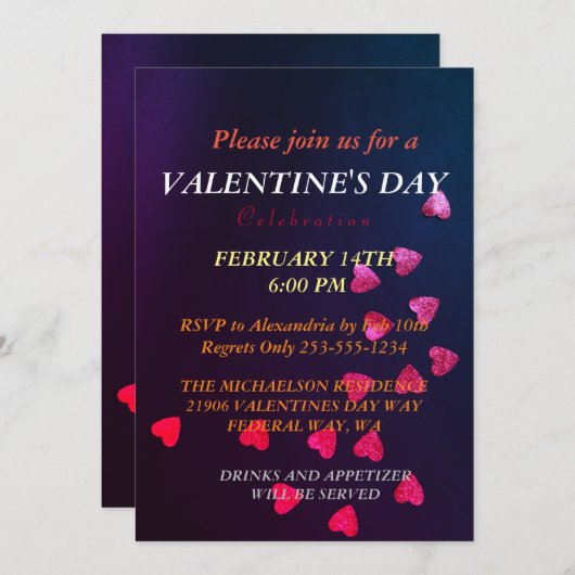 Romantische Valentinstag-Party Einladung (Vorne/Hinten)