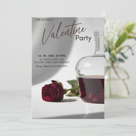 Romantische Valentinstag-Party - Moderne Liebesthe Einladung (Stehend Vorderseite)