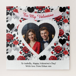 Romantische Valentinstag-Rosen Herzen Personalisie Puzzle