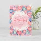 Romantische Valentinstag Wasserfarbenherzen Karte (Stehend Vorderseite)