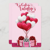 Romantische Valentintagskarte mit Herzblasen Dankeskarte (Vorne/Hinten)