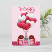 Romantische Valentintagskarte mit Herzblasen Dankeskarte (Stehend Vorderseite)