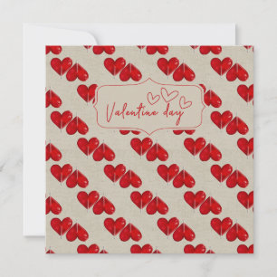 Romantische Valentintagskarte Red Heart Pattern Feiertagskarte