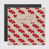 Romantische Valentintagskarte | Red Heart Pattern Magnetkarte (Vorne/Hinten)