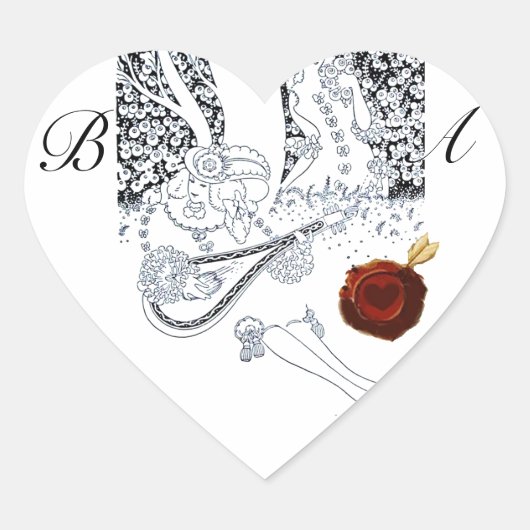 ROMANTISCHE VALENTINVERLIEBE ROTEN WAX SIEGEL MONO Herz-Aufkleber (Vorderseite)