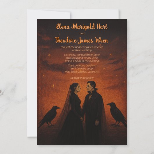 Romantische Vampire Gothic Dark Wedding Einladung (Vorderseite)