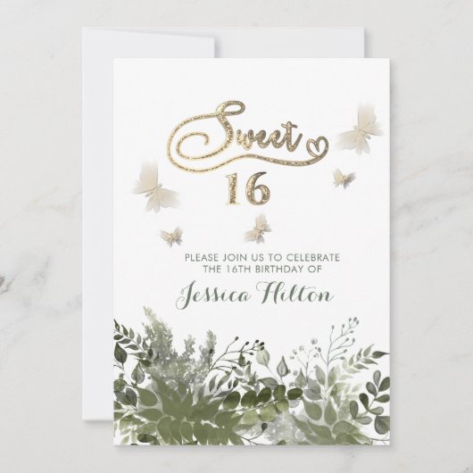 Romantische Vegetation Butterfly Garden 16 . Gebur Einladung (Vorderseite)