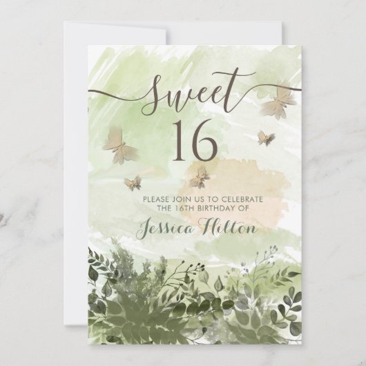 Romantische Vegetation Butterfly Garden 16 . Gebur Einladung (Vorderseite)