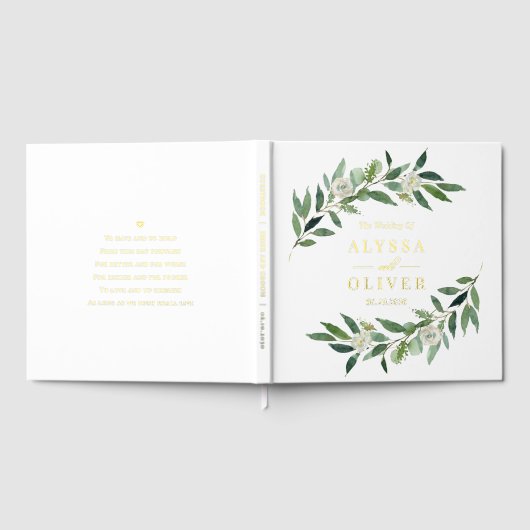 Romantische Vegetation Elegant Hochzeitssessbare F Gästebuch (Voll)