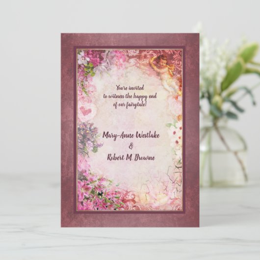 Romantische Verlobung oder Hochzeit Einladung (Stehend Vorderseite)