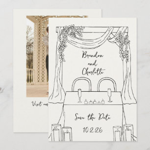 Romantische verspielte handgezeichnete Hochzeitsei Einladung