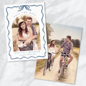 Romantische verspielte Kokette Schleife Blau Foto Save The Date